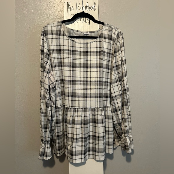Chic Soul Black and White Plaid Blouse - Picture 1 of 1